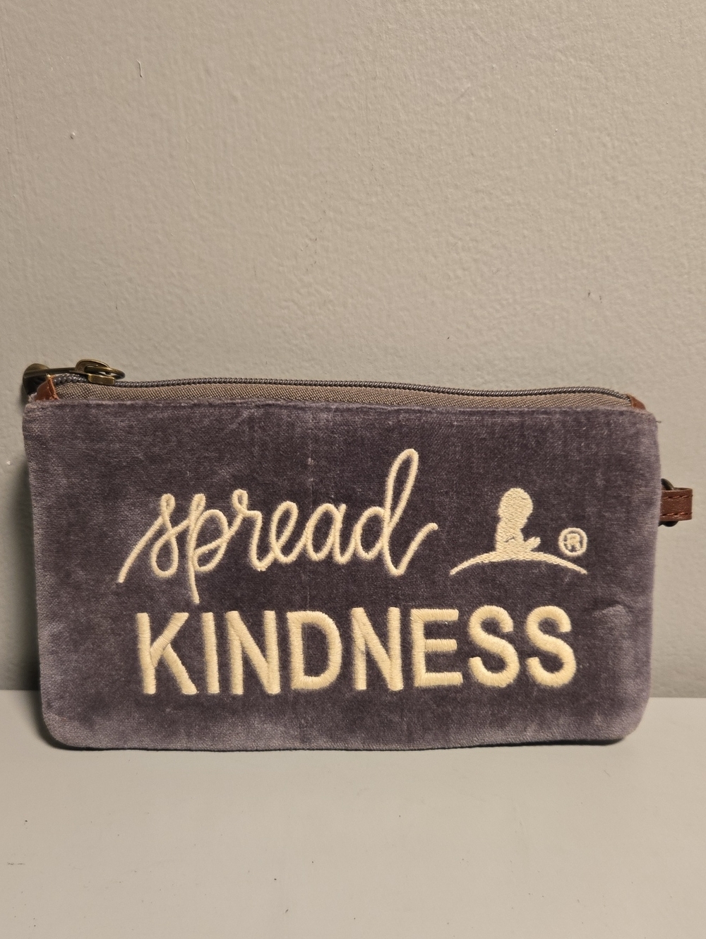 Primitives by Kathy Velvet 'Spread Kindness' Pouch - Gray & Cream